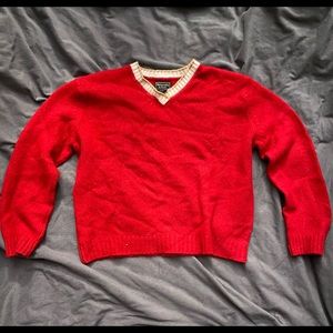 Abercrombie & Fitch Red V-neck Sweater